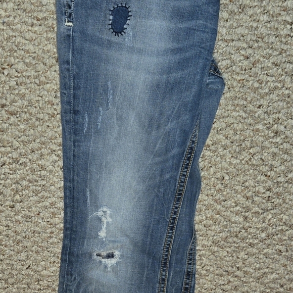 REROCK for EXPRESS Distressed Boot Blue Jeans Sz 10R Patch Work Women's - Picture 4 of 10